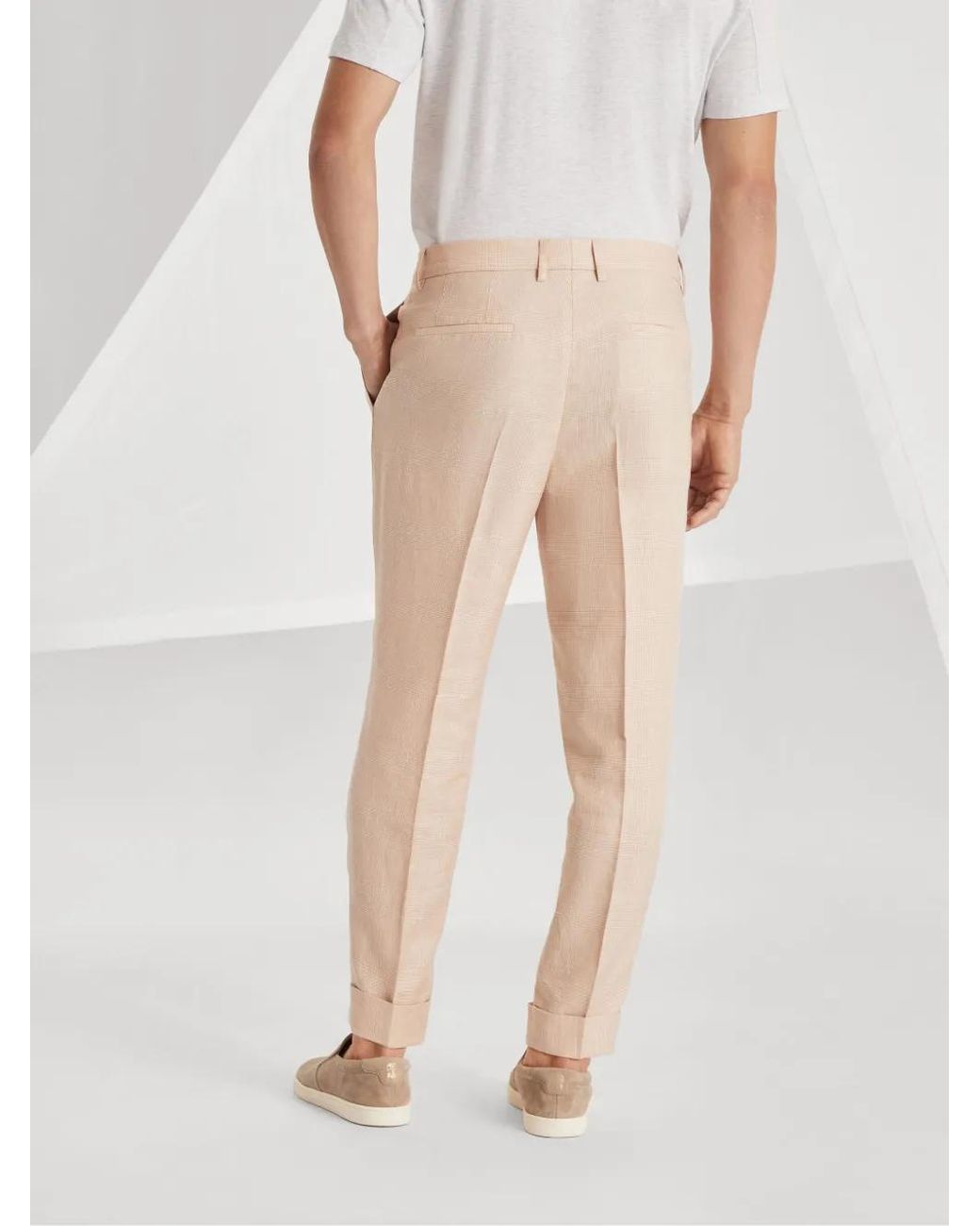 Brunello Cucinelli Natural Light Wool Linen Trousers for men