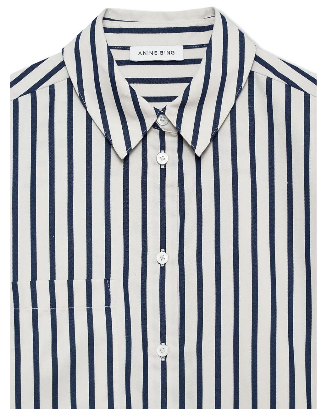 Anine Bing White Essie Natural Striped Shirt