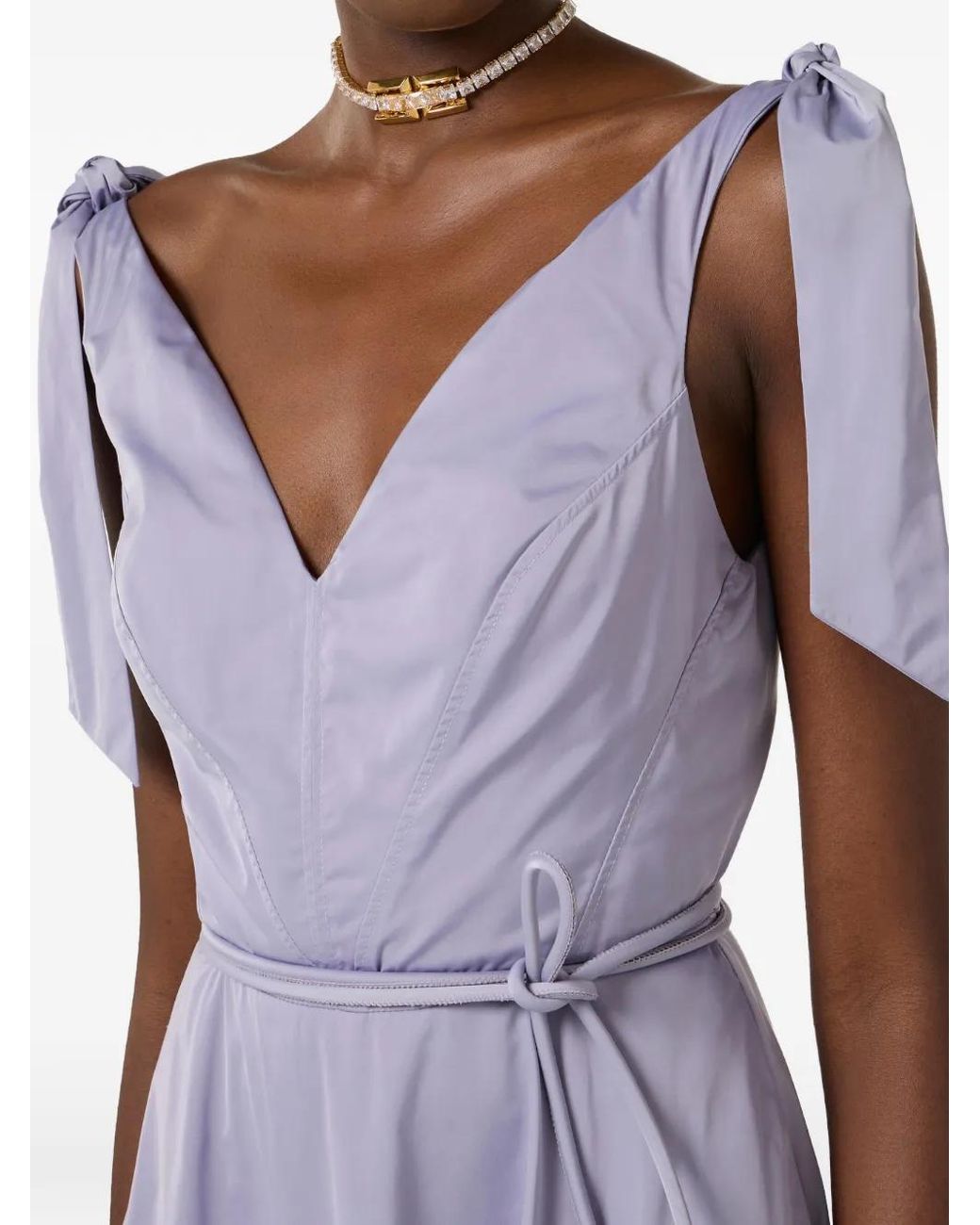 Elisabetta Franchi Vネック ドレス Purple