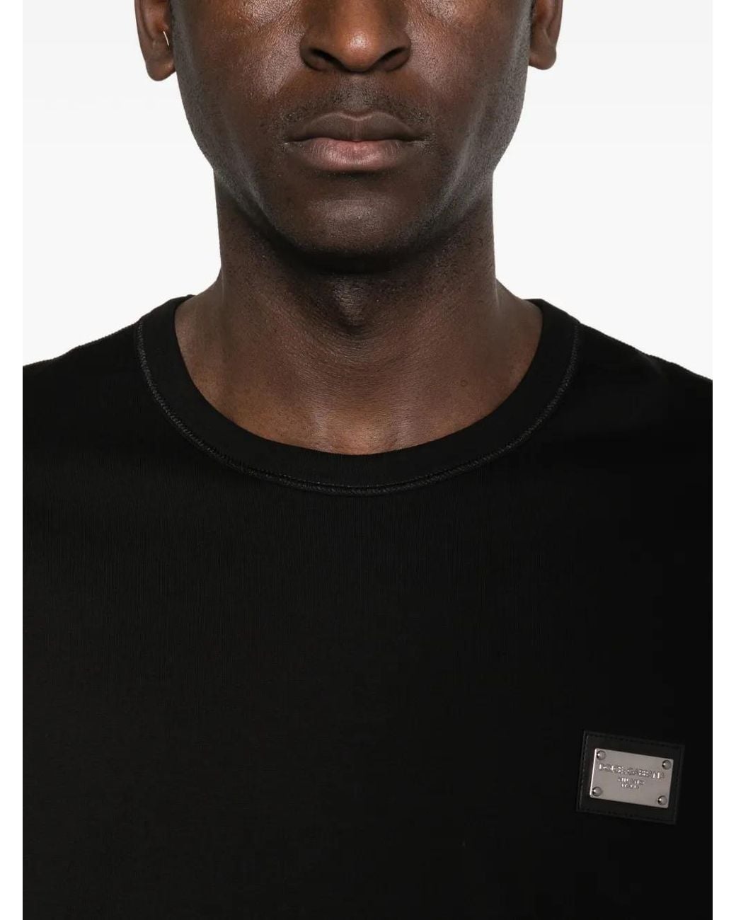 Camiseta de manga larga con placa del logo Dolce & Gabbana de hombre de color Black