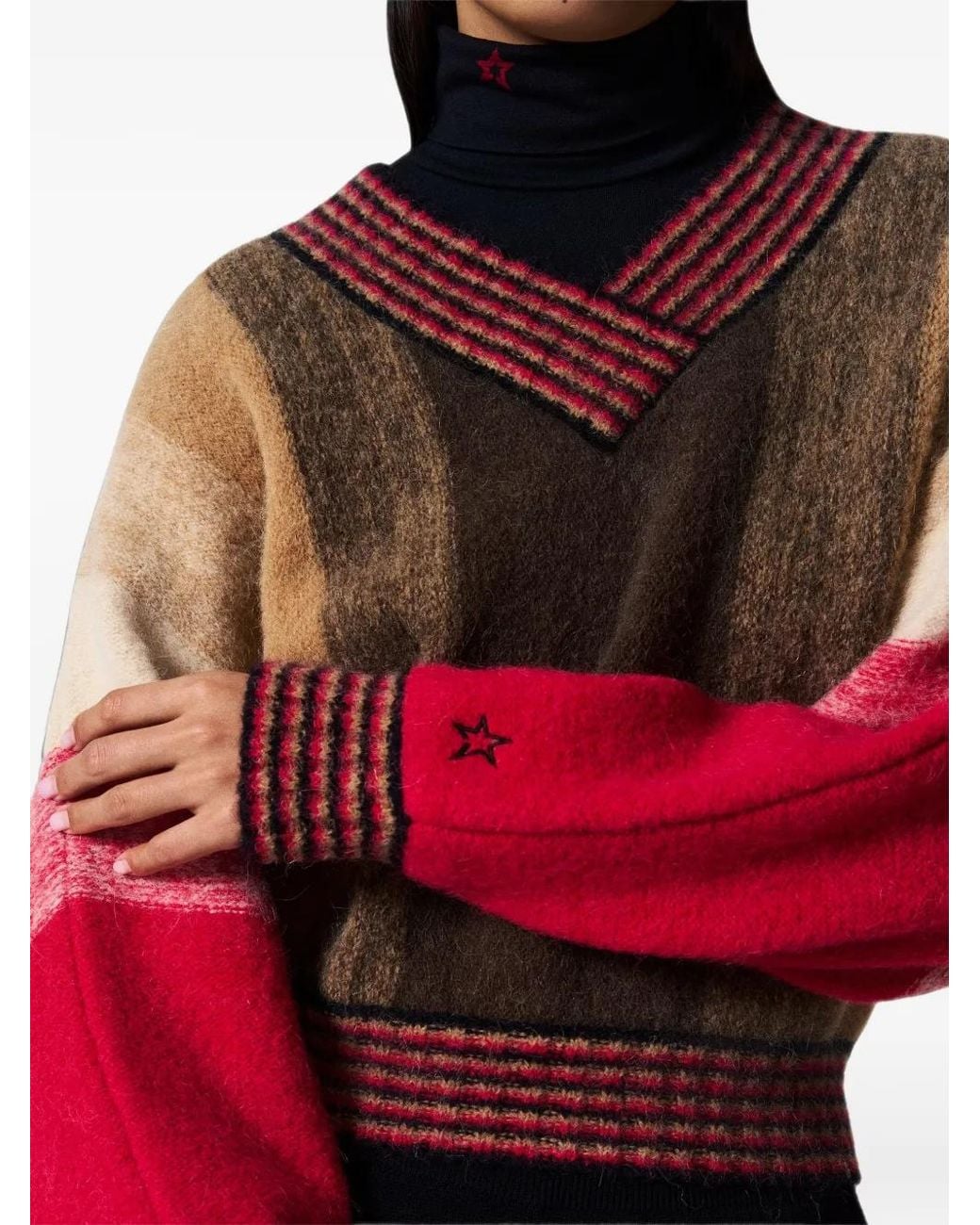 Perfect Moment Red Alpaca-And-Wool V-Neck Sweater