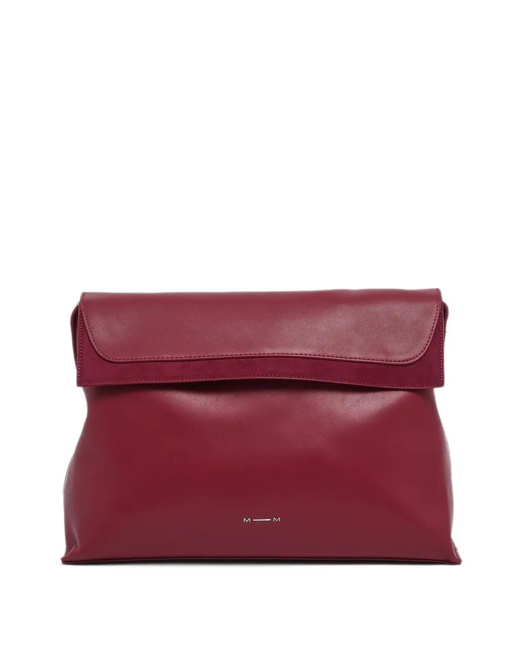 Max Mara Red Lamine Foldover Shoulder Bag