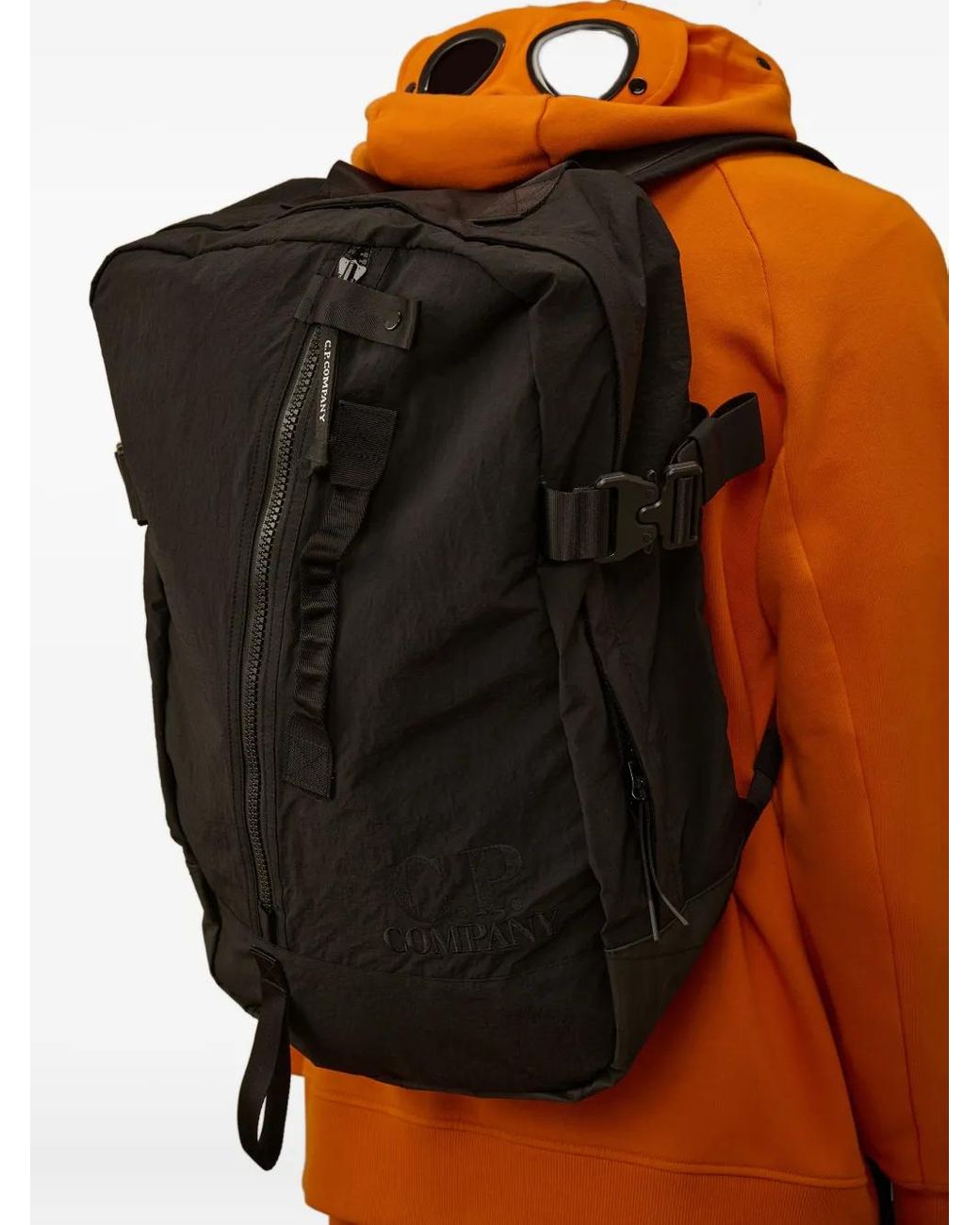 C P Company Black Backpack for men