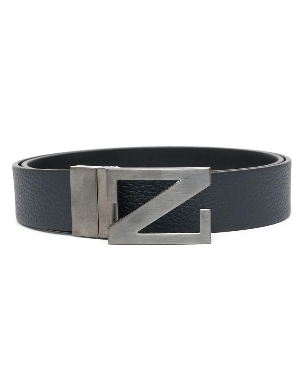 Zegna Black Reversible Leather Belt for men