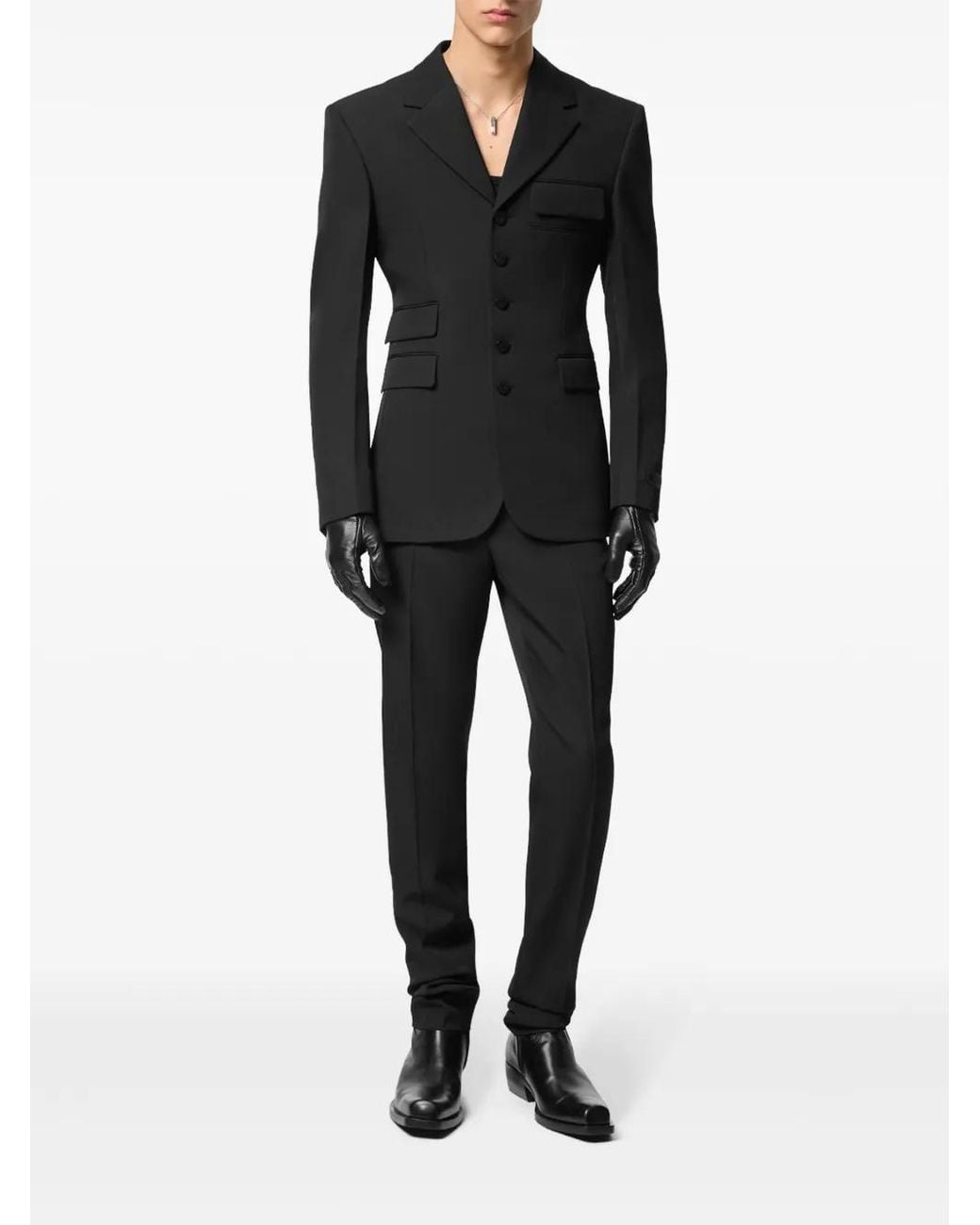 Versace Black Wool Tapered Formal Pants for men