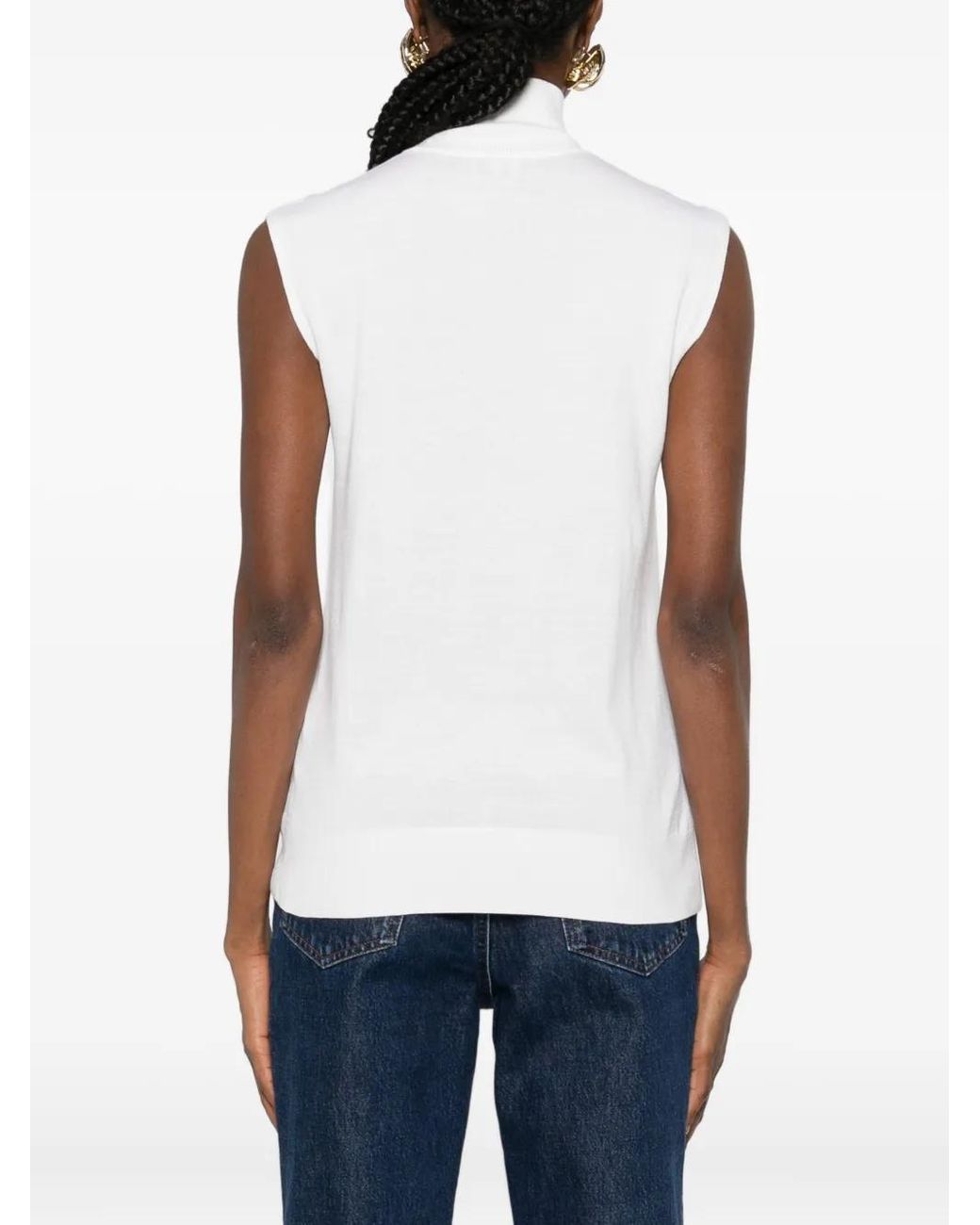 Totême  White Turtleneck Sleeveless Top