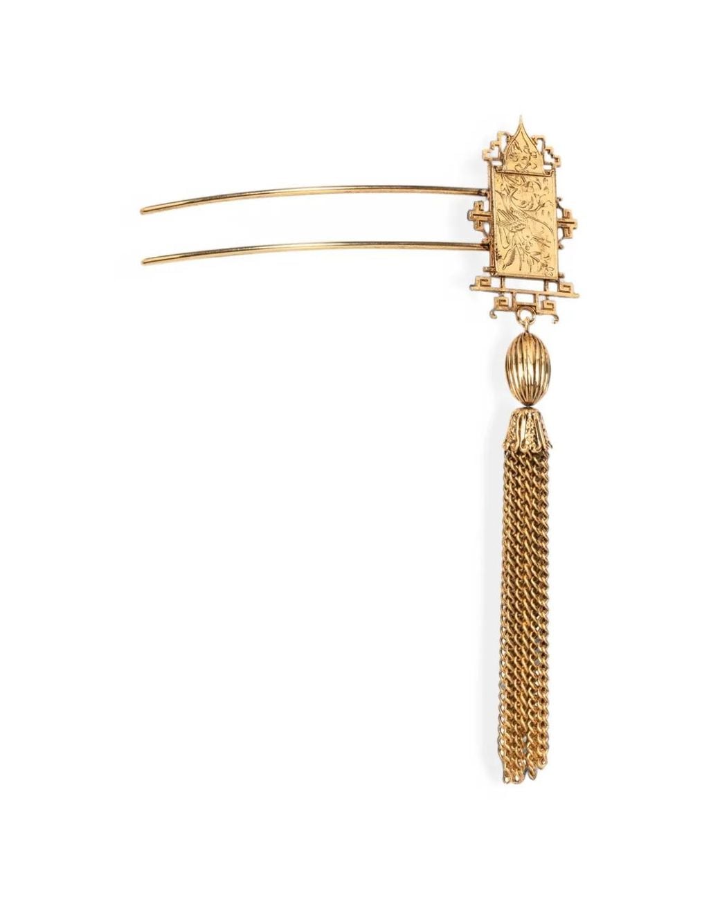 Jennifer Behr White Eldoria Tassel-Detail Hair Pin