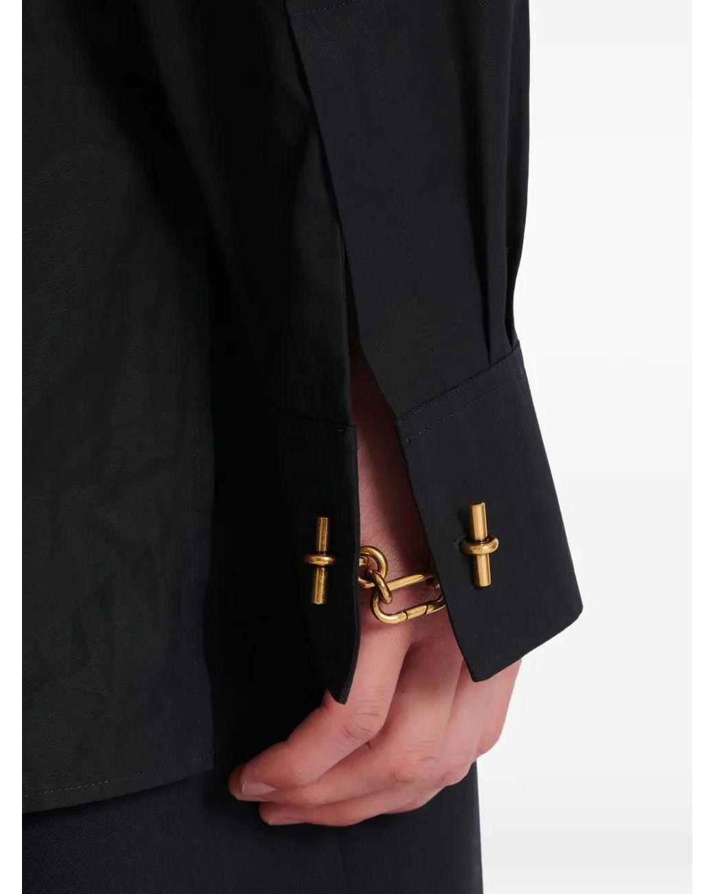 Balmain Black Long-Sleeve Concealed-Fastening Shirt for men