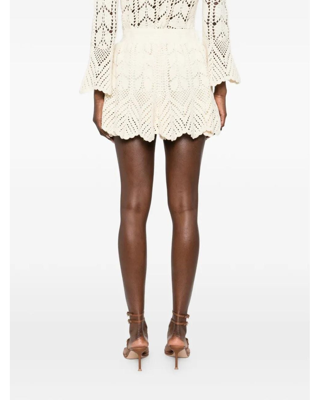 Zimmermann Natural Awaken Crochet Shorts