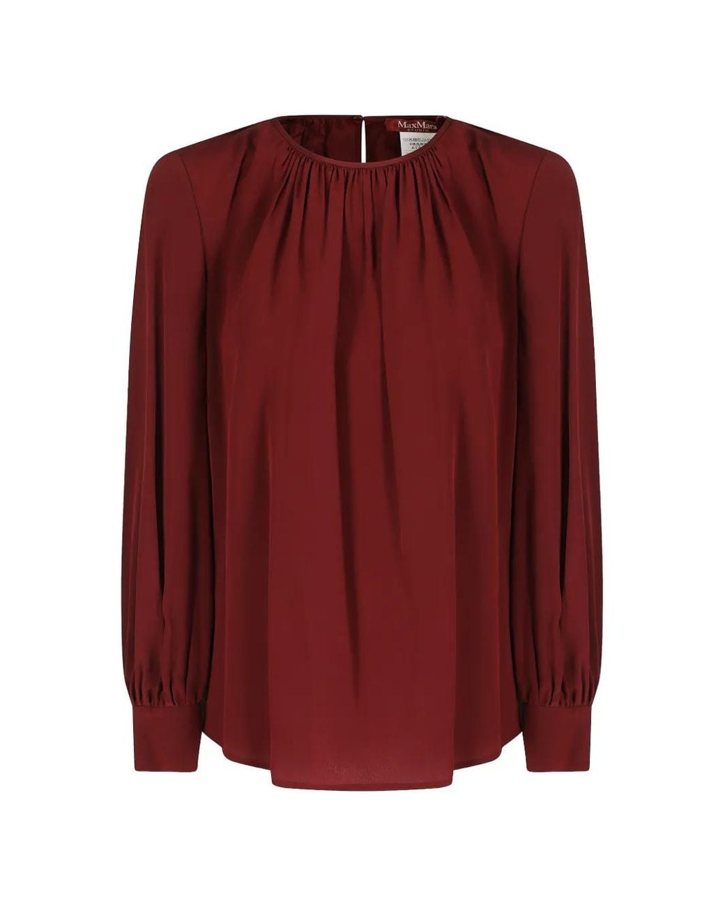 Max Mara Red Vasto Draped Silk Blouse