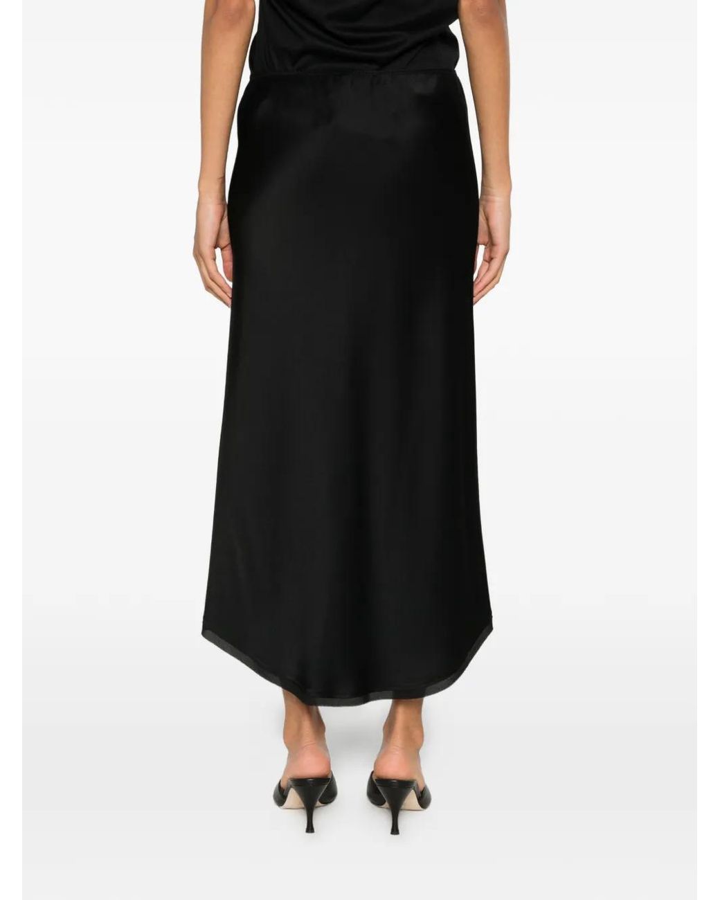 Victoria Beckham Black Split-Detail Midi Skirt