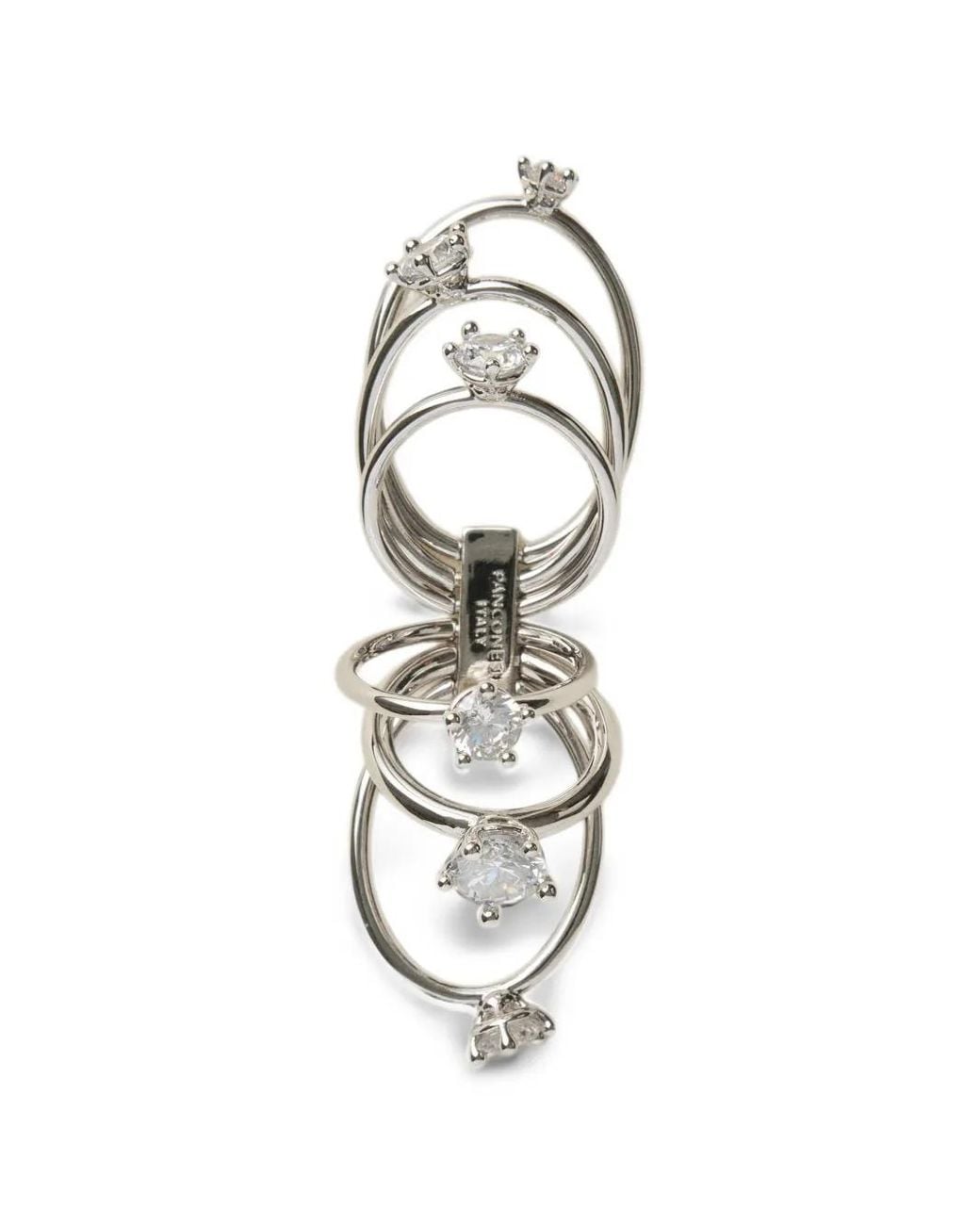 Panconesi White Diamanti Orbit Engraved-Logo Ring