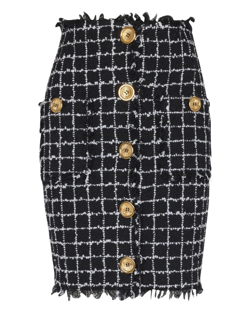 Balmain Tweed Kokerrok Met Knopen in het Black