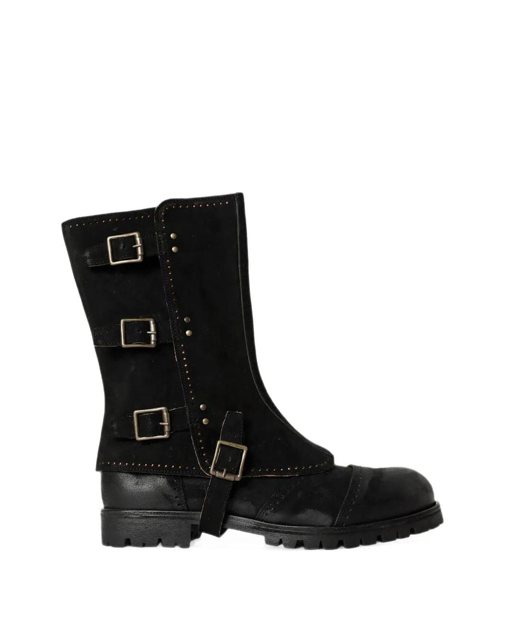 Ziggy Chen Black Buckled Spats Boots for men