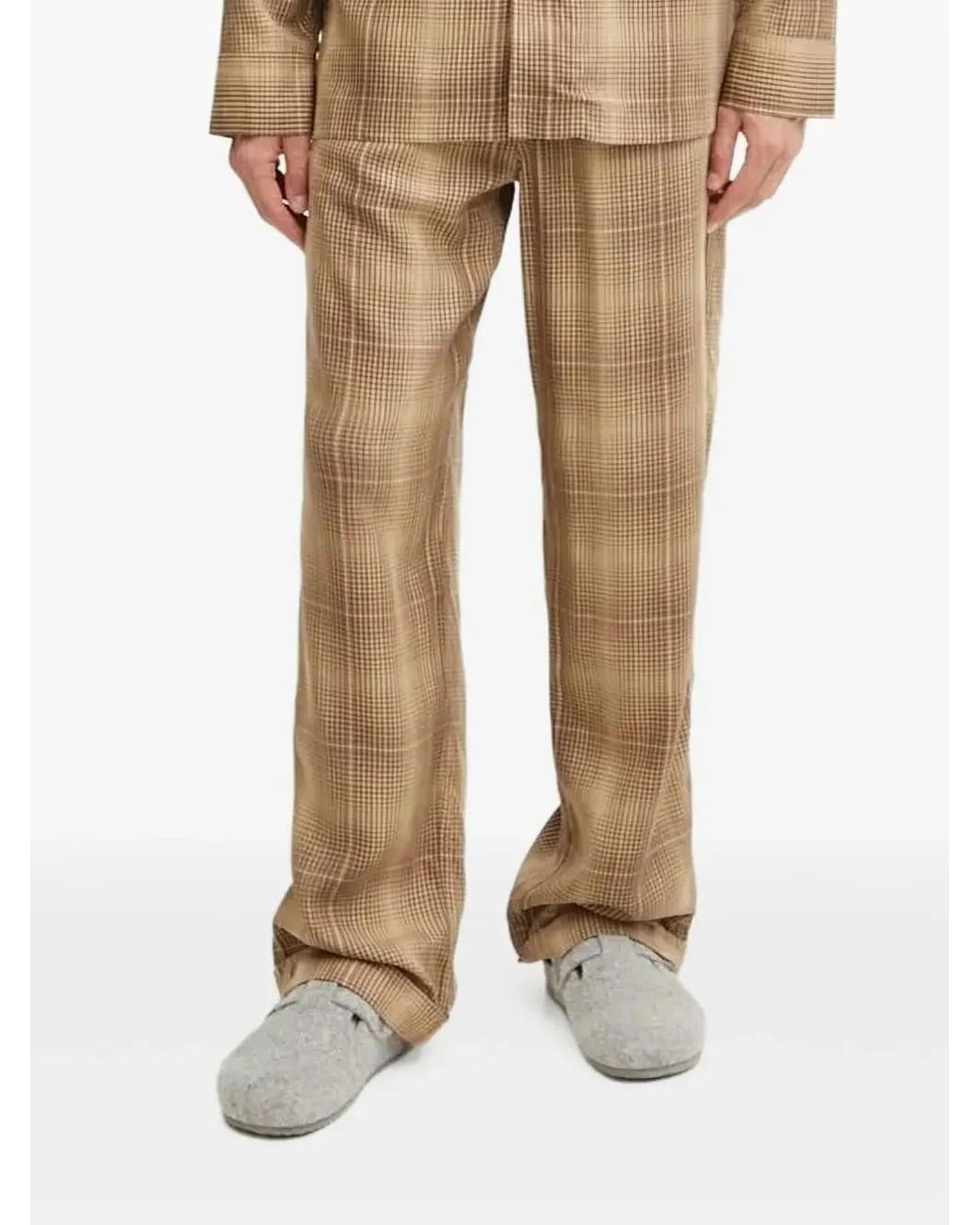 CDLP Geruite Pyjamabroek in het Natural voor heren