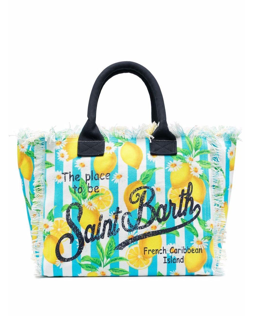 Mc2 Saint Barth Logo Lemon Print Beach Bag in Blue | Lyst Canada