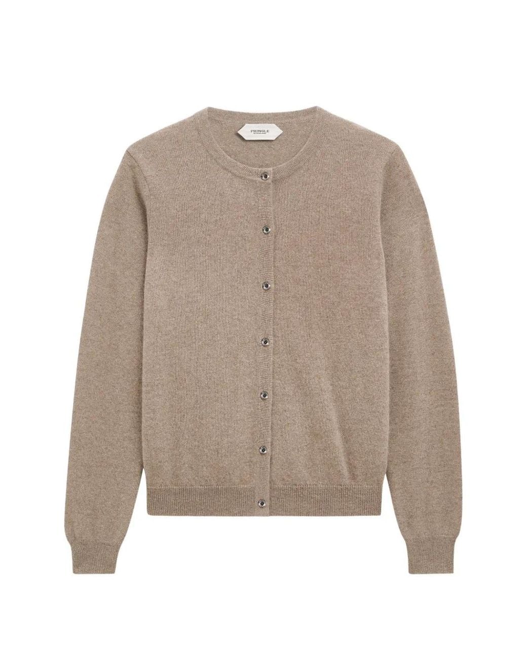 Pringle of Scotland Natural Crew-Neck Cashmere Cardigan