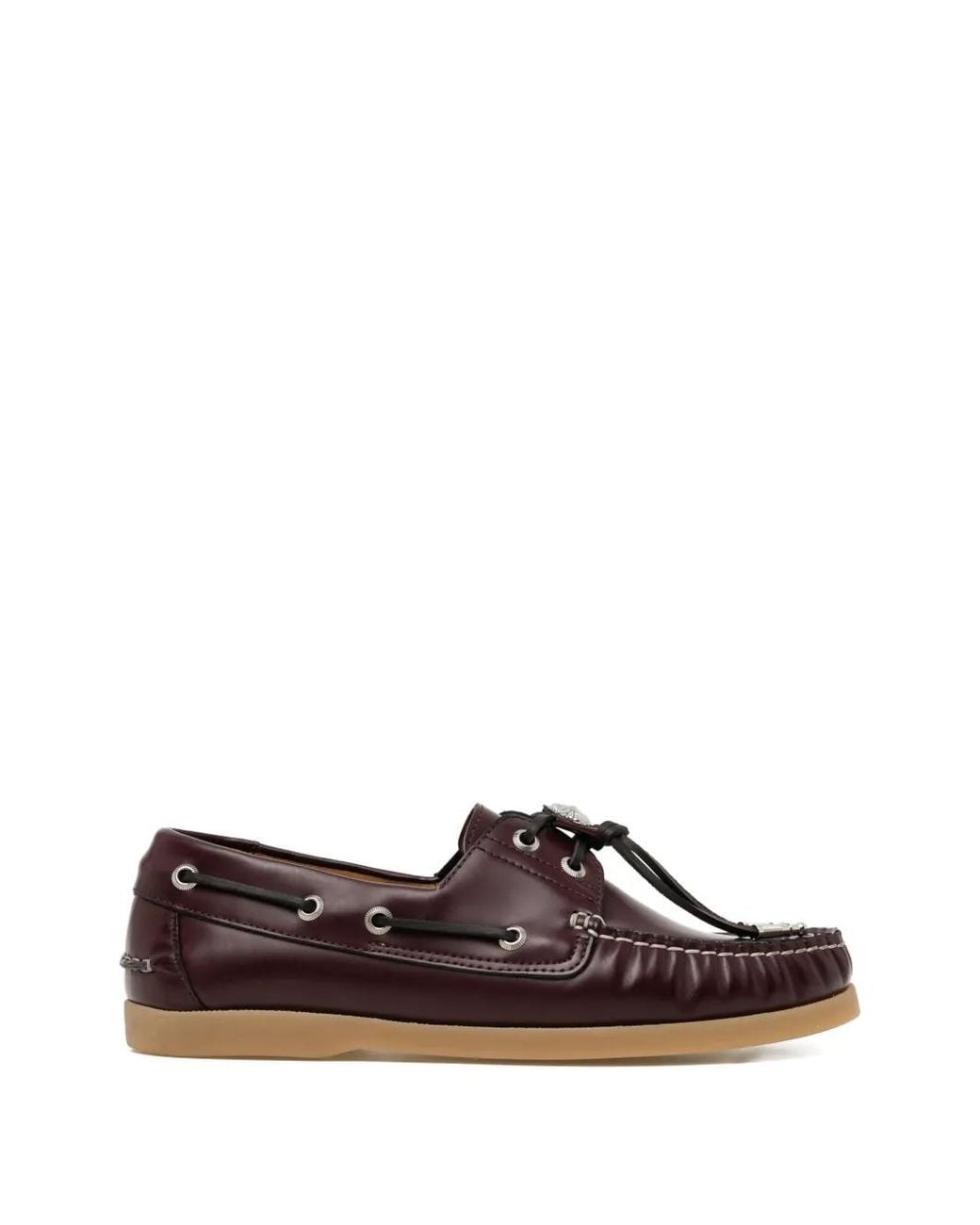 Toga Stitched Leather Loafers in Brown | Lyst UK