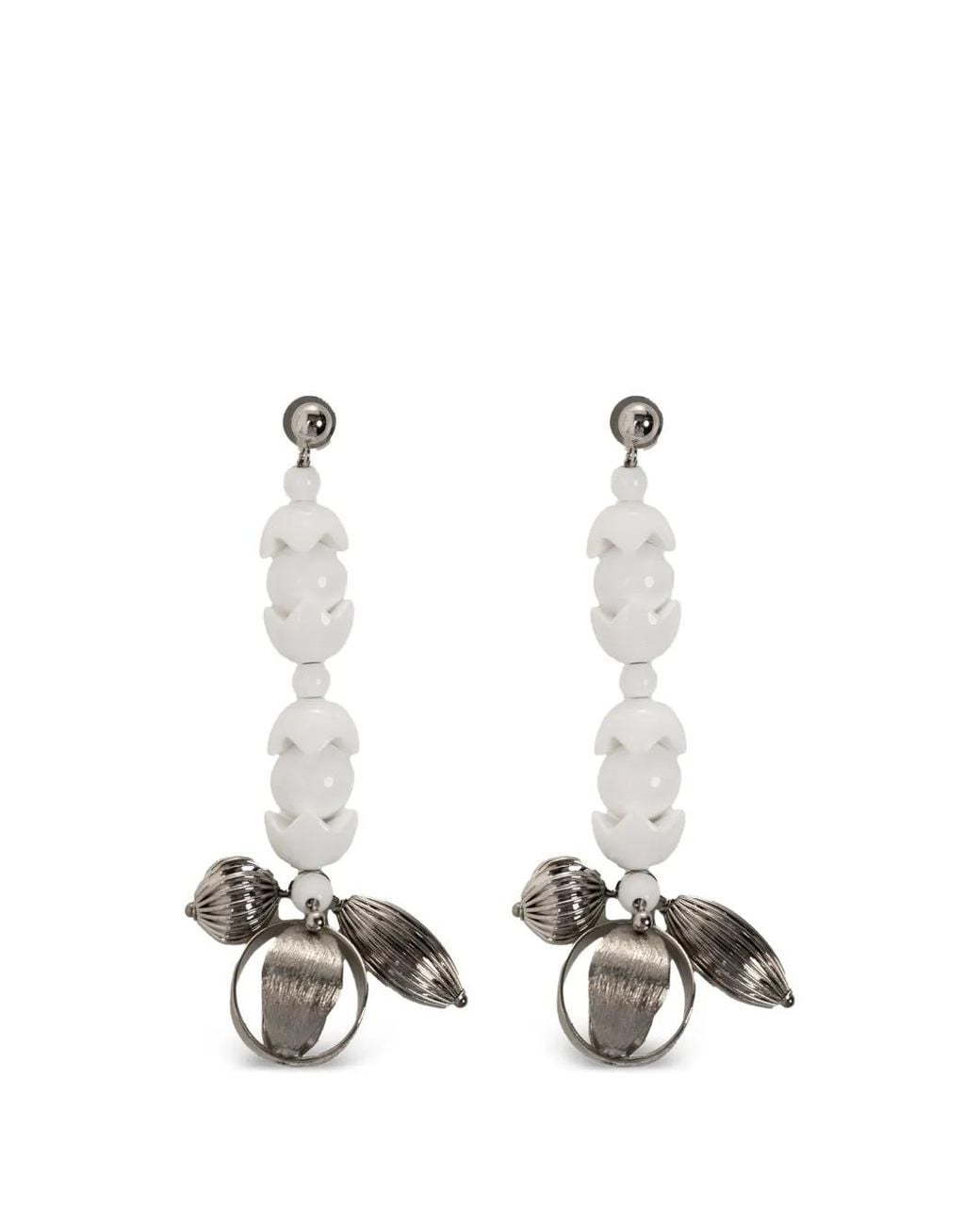 Orecchini Pendenti Con Perline di Marni in White