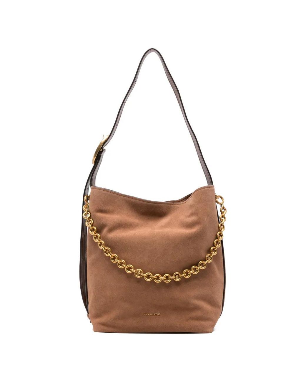 MICHAEL Michael Kors Brown Lg Bucket Shoulder Bag With Chain