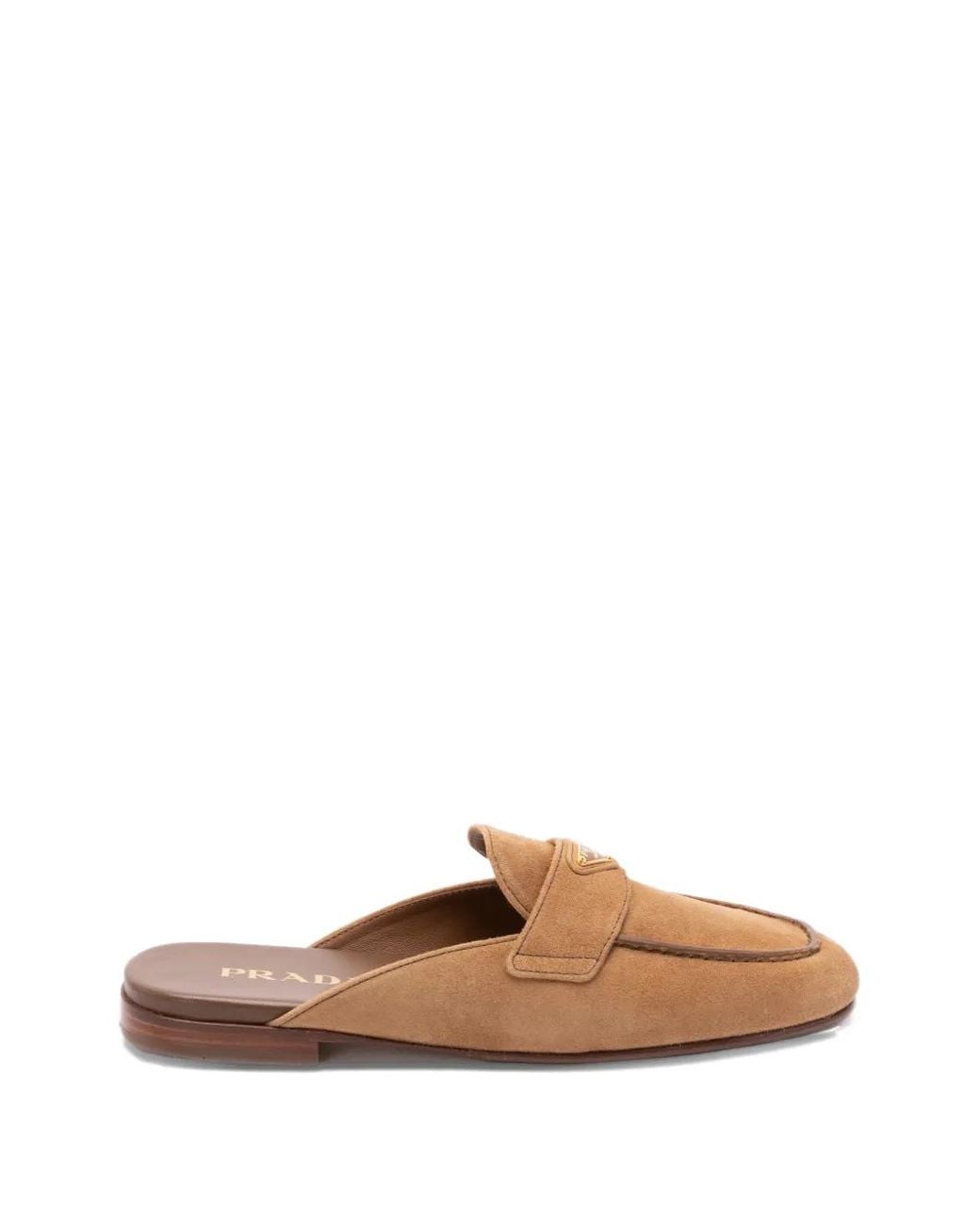 Mules Con Detalle Del Logo Prada de color Brown