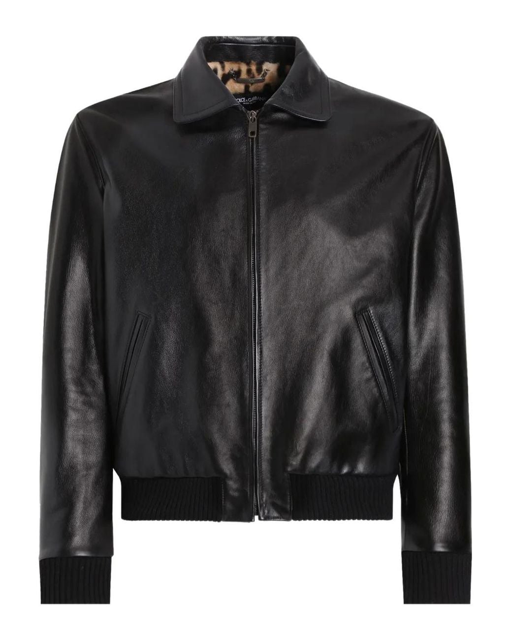Dolce & Gabbana Black Leather Jacket for men
