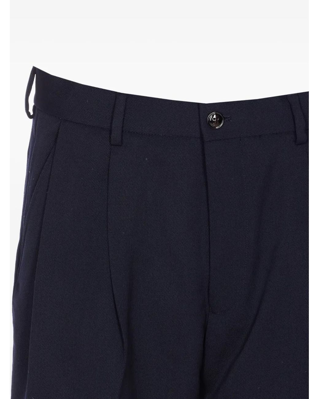 NN07 Blue Pleated Button Trousers for men