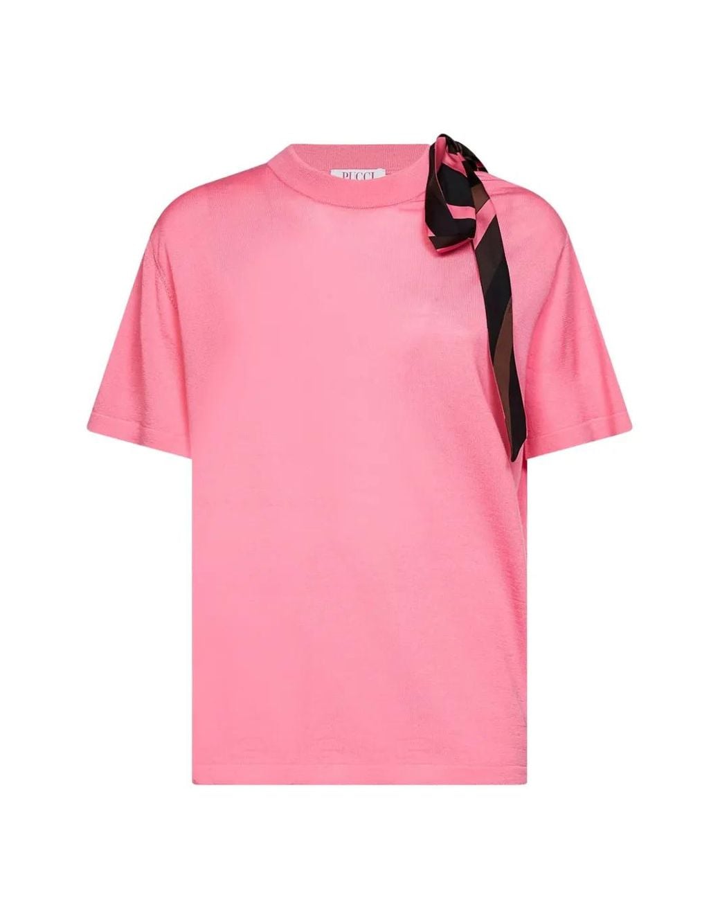 Emilio Pucci Pink Wool T-Shirt With Scarf Detail
