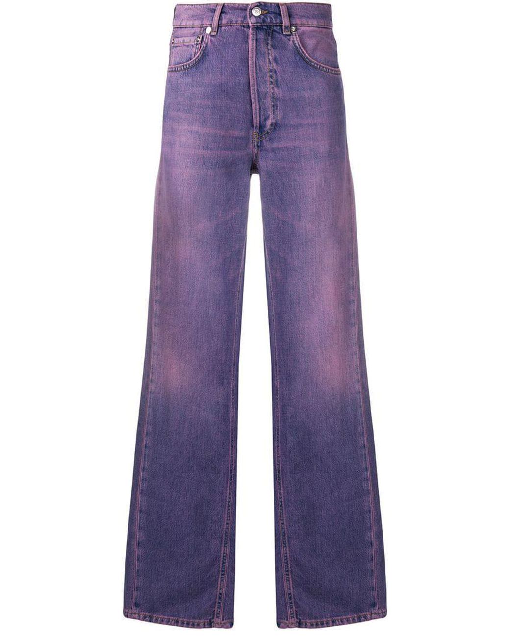 Ganni Two-tone Wide Leg Jeans in Purple | Lyst