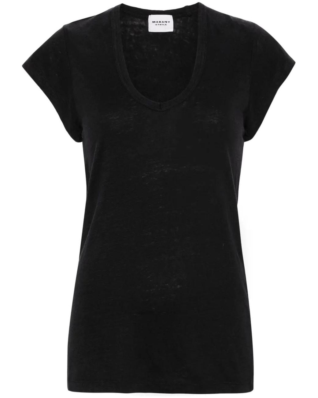 Isabel Marant Black Zankou Linen T-Shirt