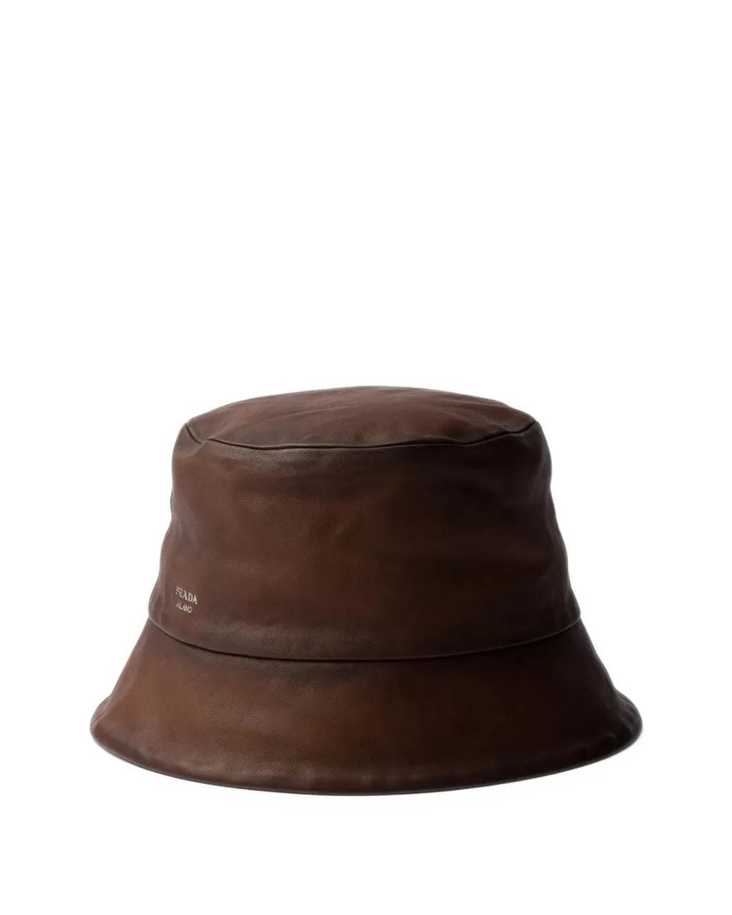 Prada Brown Antiqued Leather Bucket Hat