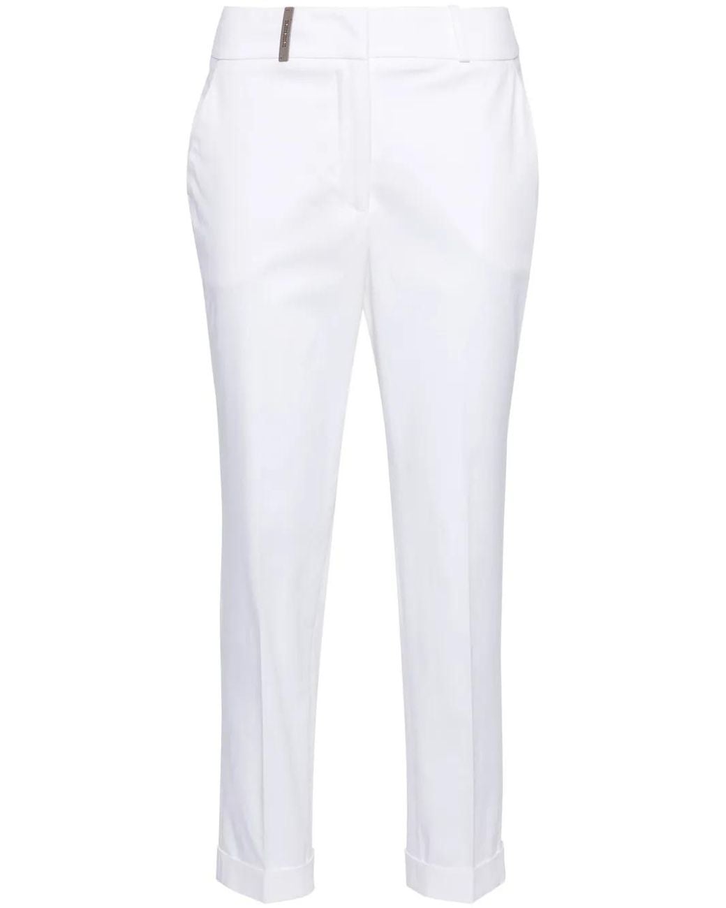 Peserico White High-Waist Cropped Trousers