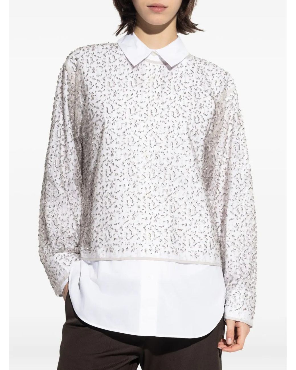 Samsøe & Samsøe White Samally Beaded-Detail Top