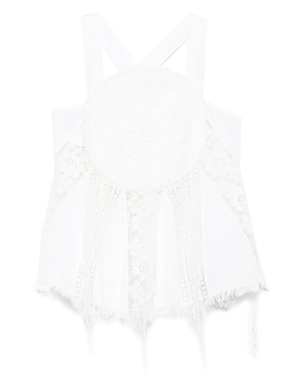 Loewe White Cropped Stretch Cotton Shirt With Drawstring