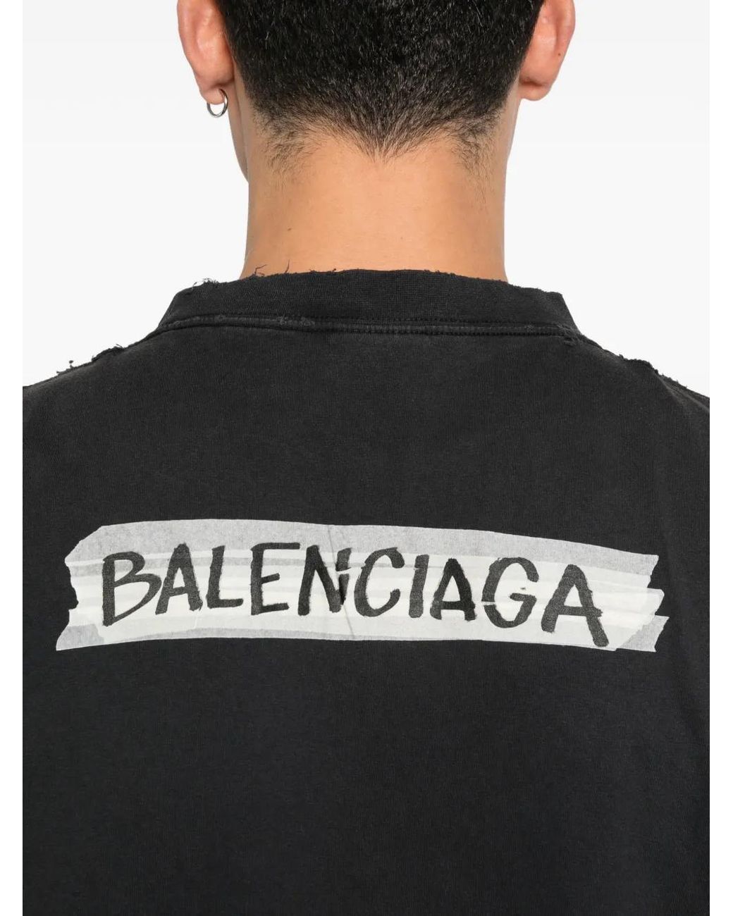 Balenciaga Black Masking Tape Medium Fit T-Shirt for men