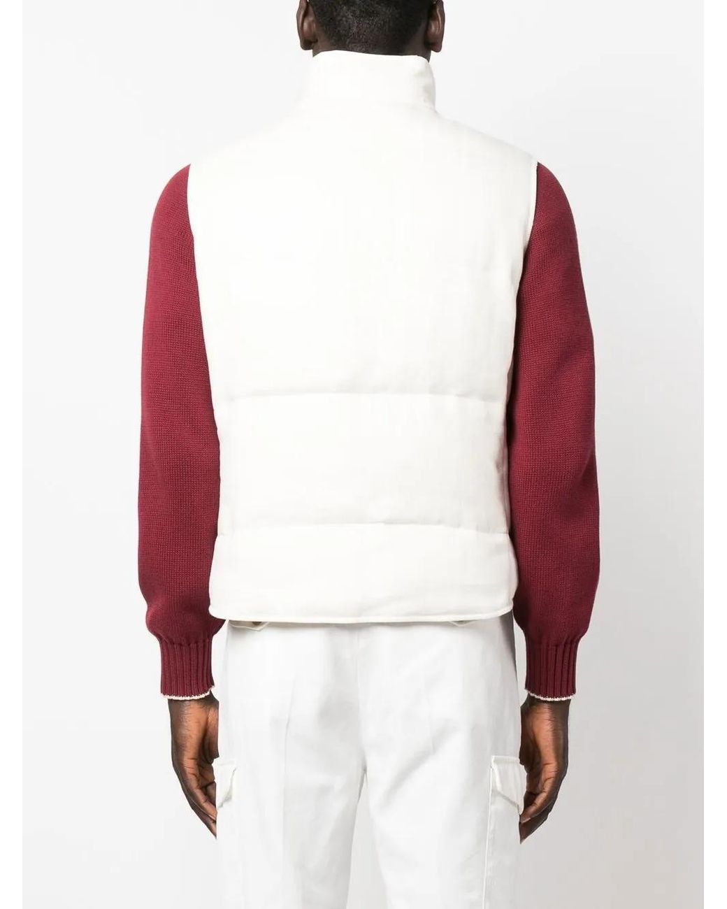 Brunello Cucinelli White Padded Down Gilet for men