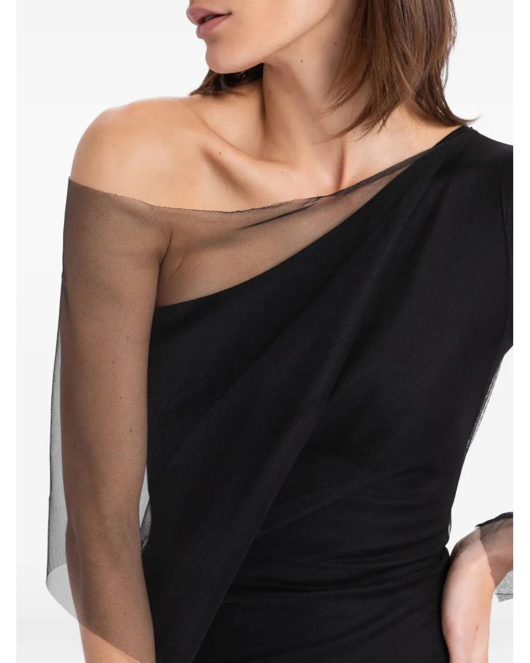 MARCELLA Black Valeria One-Sleeve Maxi Dress