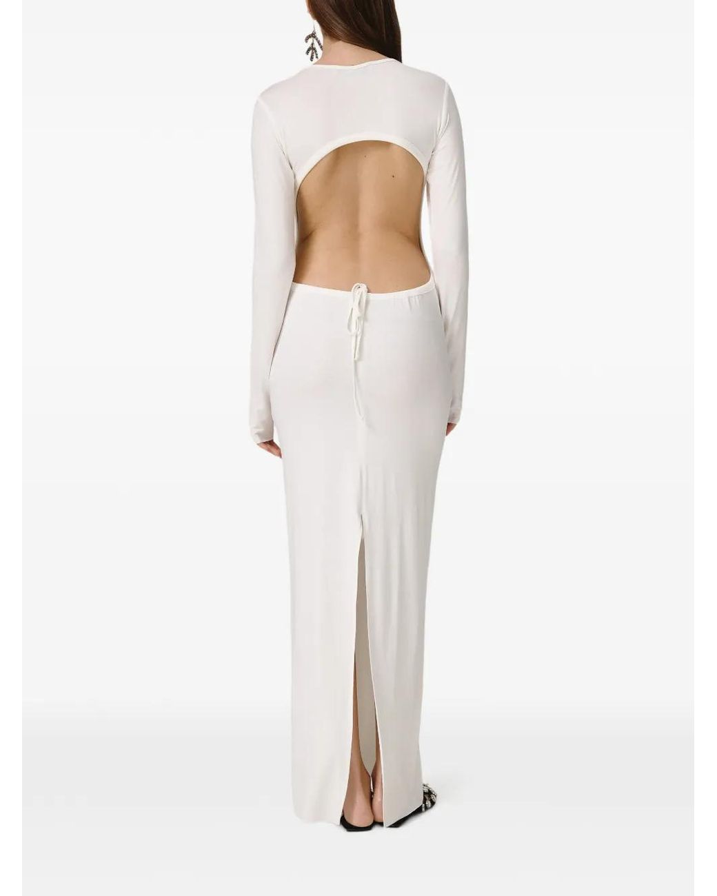 Pink White Backless Slit Maxi Dress