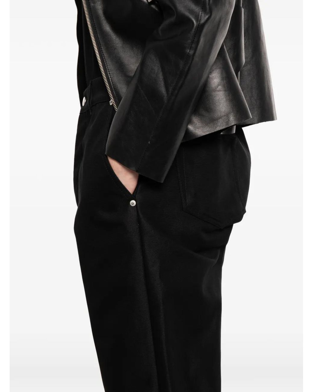 Rick Owens Black Press-Stud Straight-Leg Trousers for men