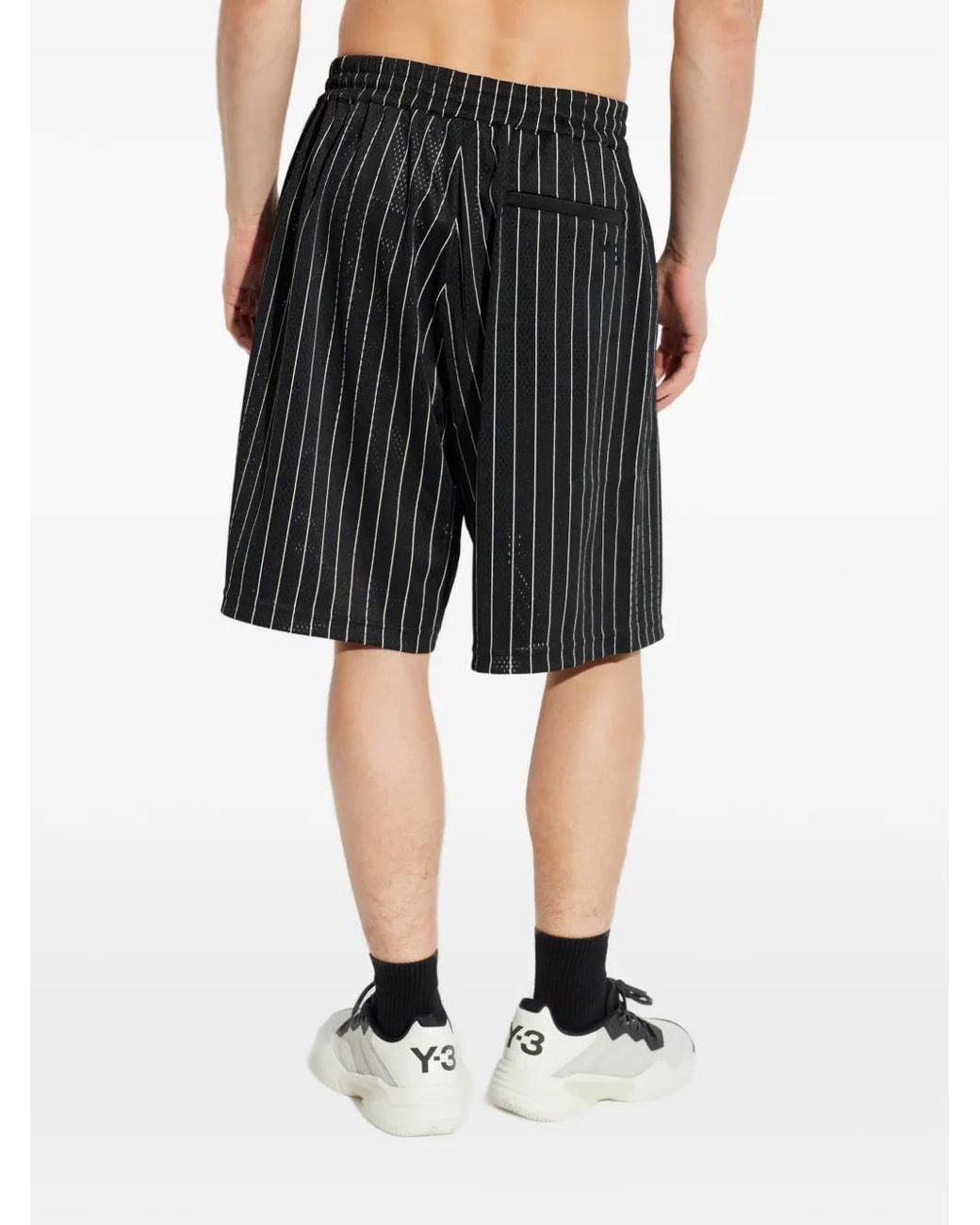 Y-3 Black Striped Drawstring Shorts for men