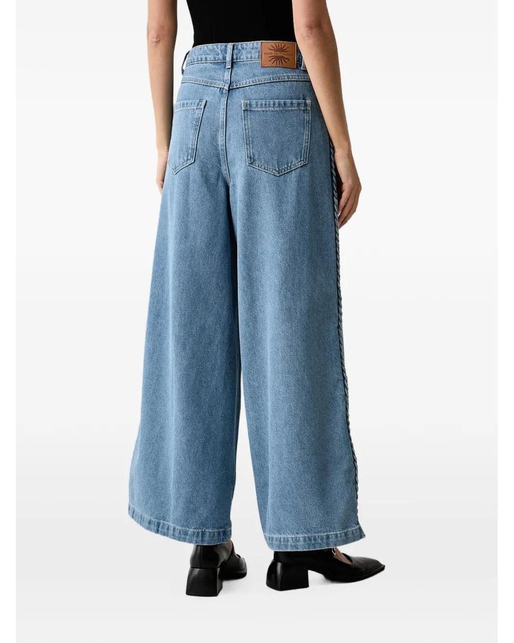 Never Fully Dressed Blue Braided Wide-Leg Jeans
