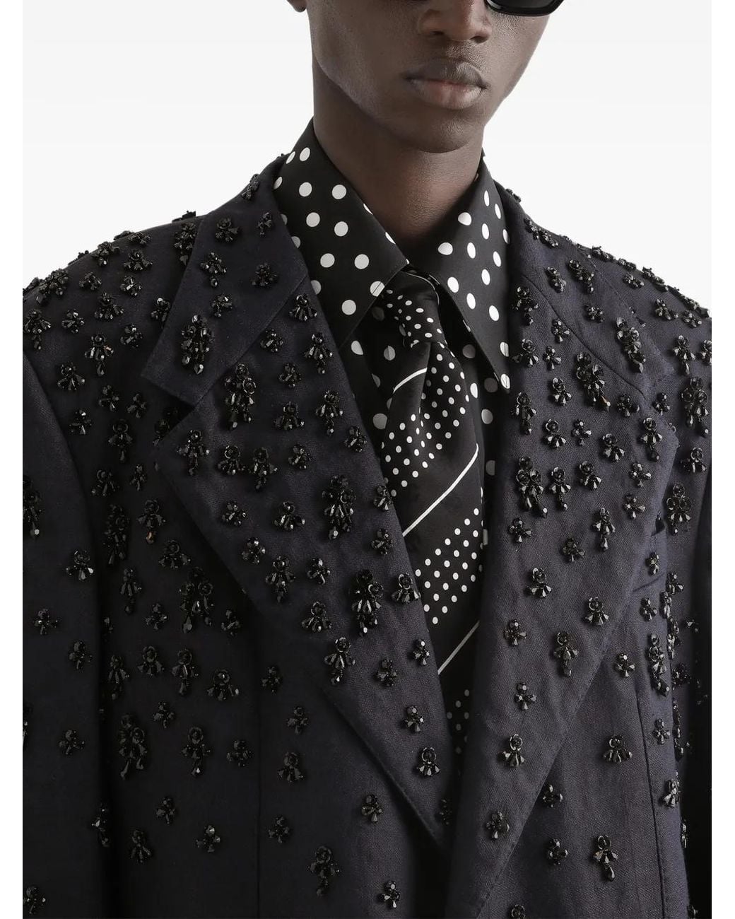 Dolce & Gabbana Blue Single-Breasted Embroidered Jacket for men