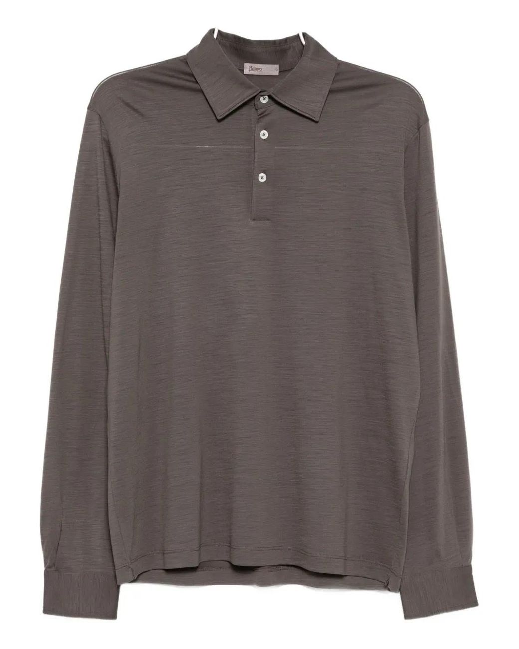 Herno Brown Long-Sleeve Polo Shirt for men