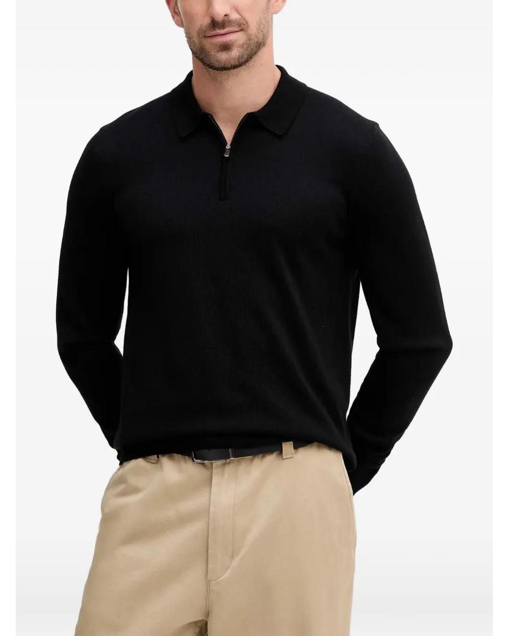 Joop! Black Dondor Quarter-Zip Polo Sweater for men