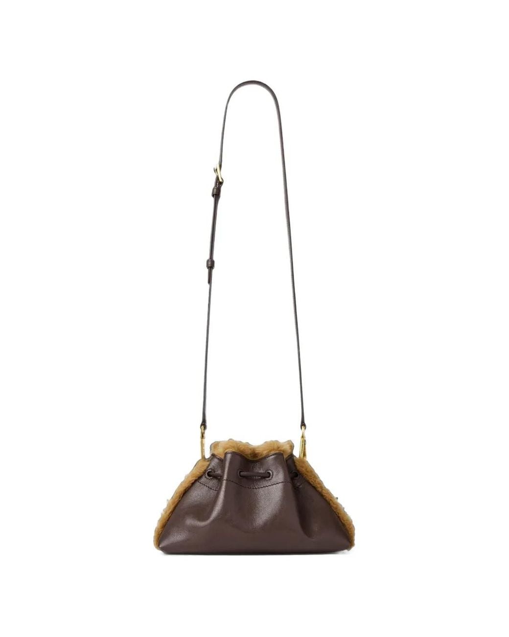 Jimmy Choo Brown Cinch Shearling-Trim Shoulder Bag