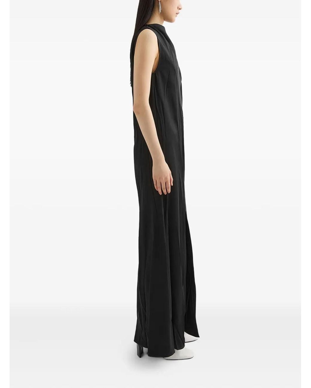 Jil Sander Black Satin Maxi Dress