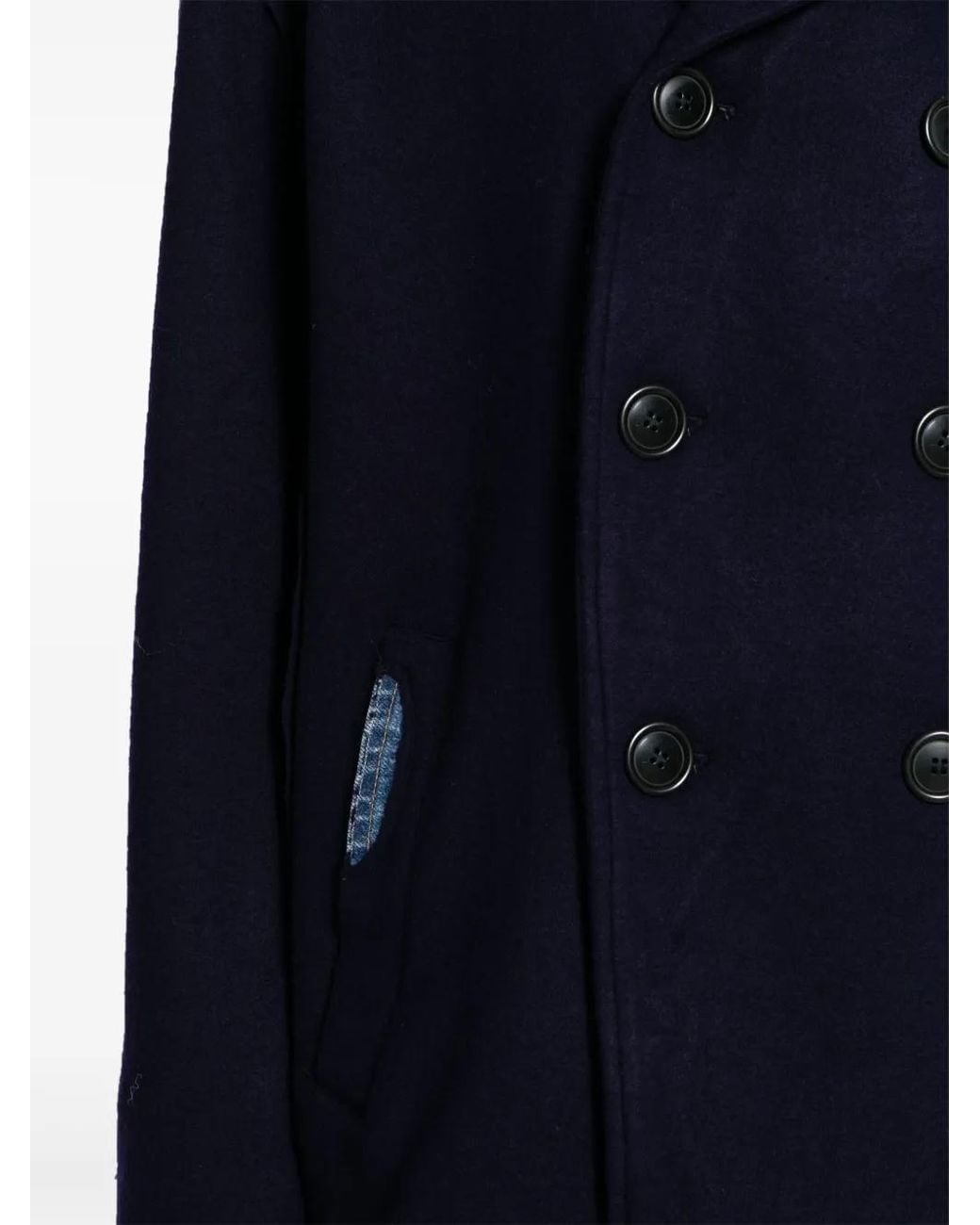 Greg Lauren Blue Denim-Patch Double-Breasted Jacket for men