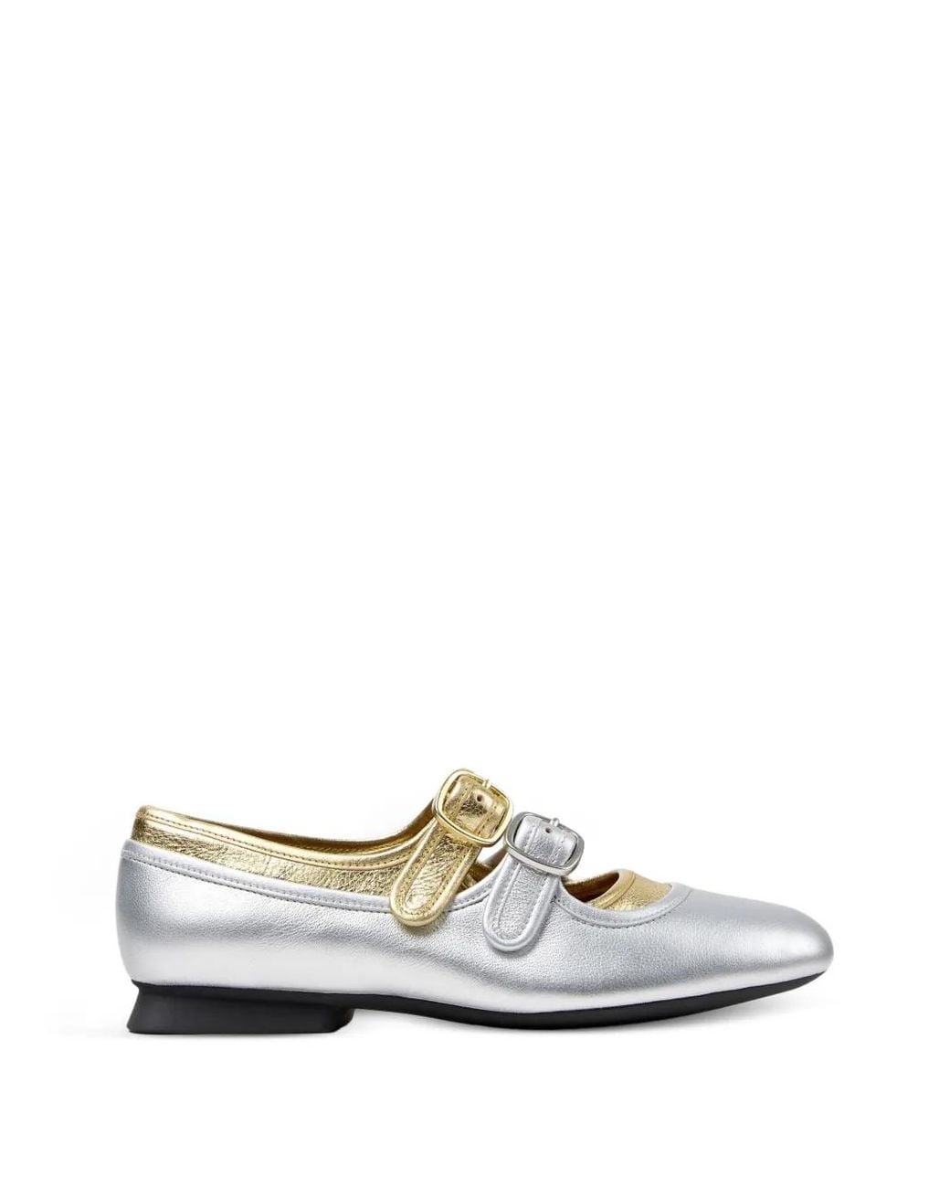 Camper White Casi Myra Buckle-Fastening Ballet Flats