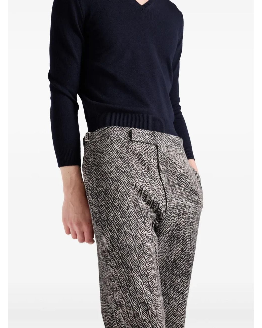 Prada Gray Printed Cotton Gabardine Pants for men