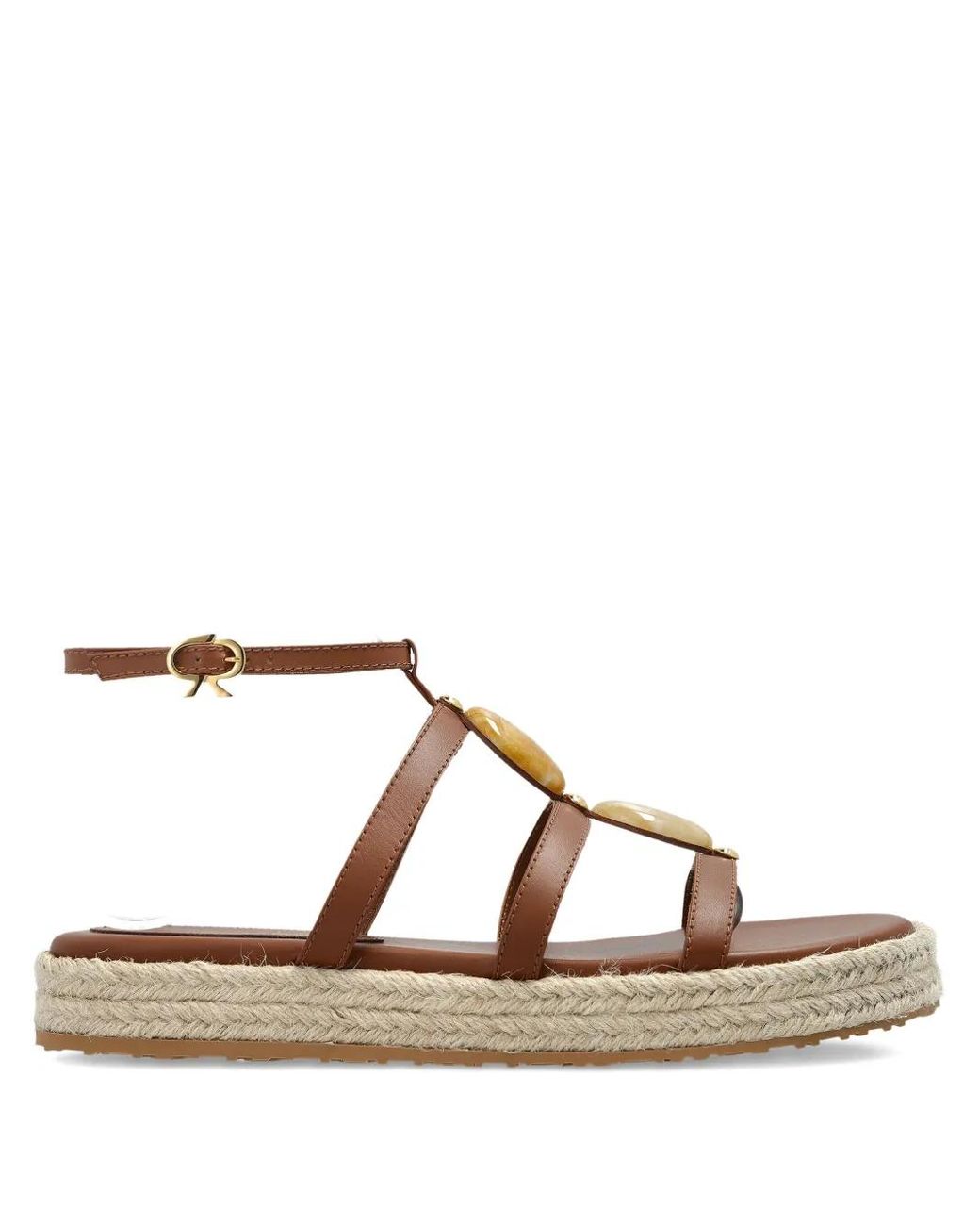 Gianvito Rossi Brown 35Mm Stone-Embellished Espadrilles